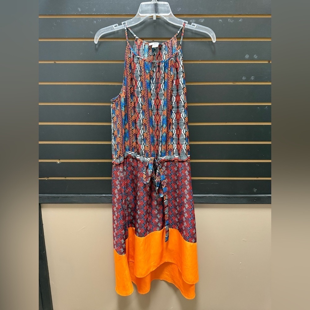 Bar III Colorblock High Low Dress Multicolor Sleeveless Size Large